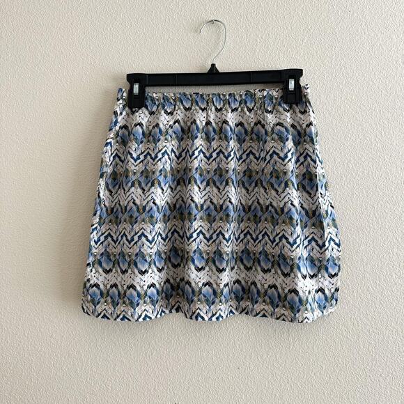 handmade abstract chevron white blue print mini skirt - Picture 4 of 6